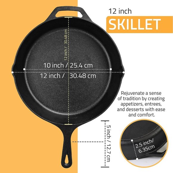12 Inch Black Nonstick Saute Frying Pan - Picture 3 of 8